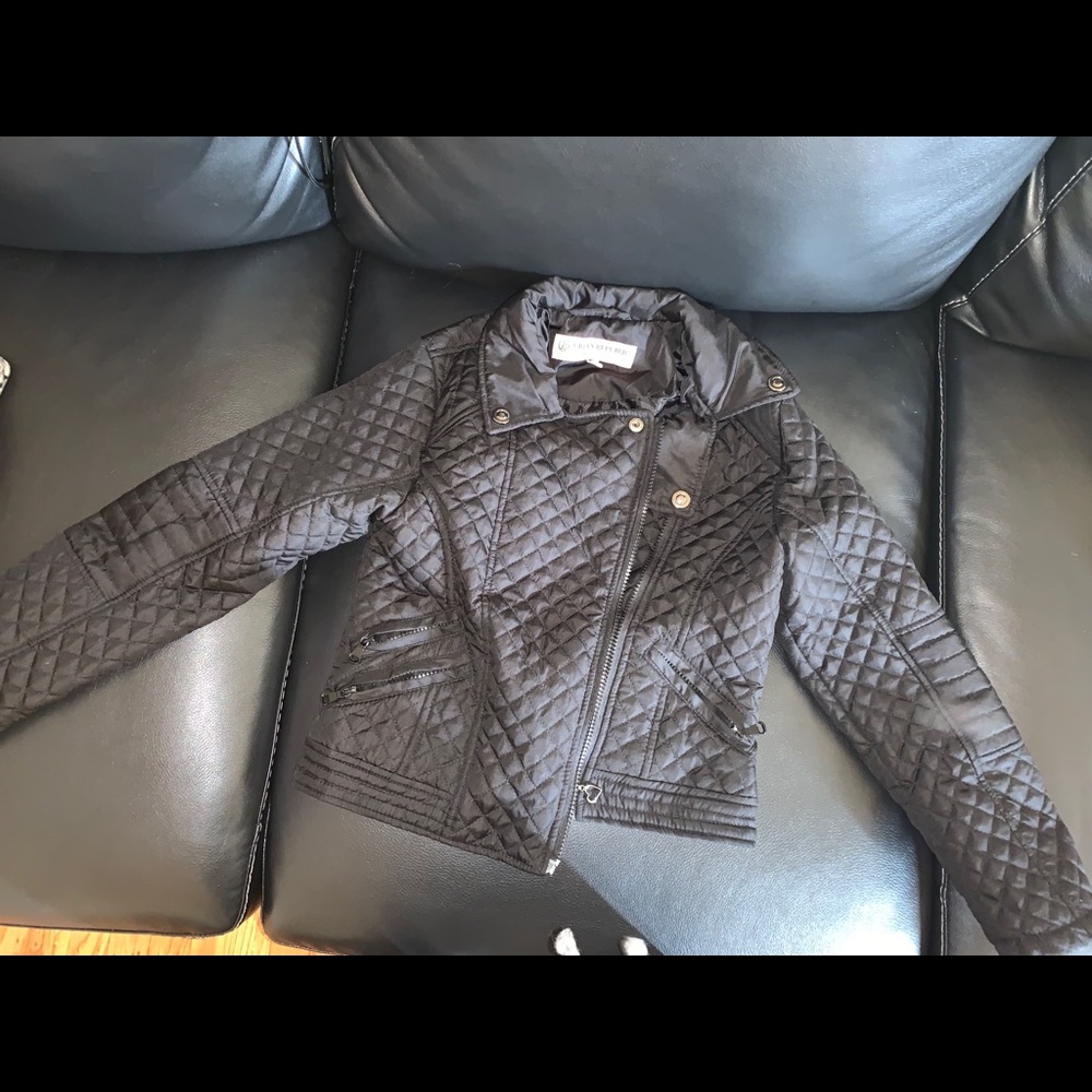 Girls black quilted jacket